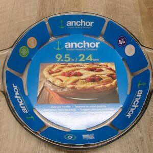 Anchor set of two 9.5"/24cm Pie Plates with easy-grip handles, Tempered